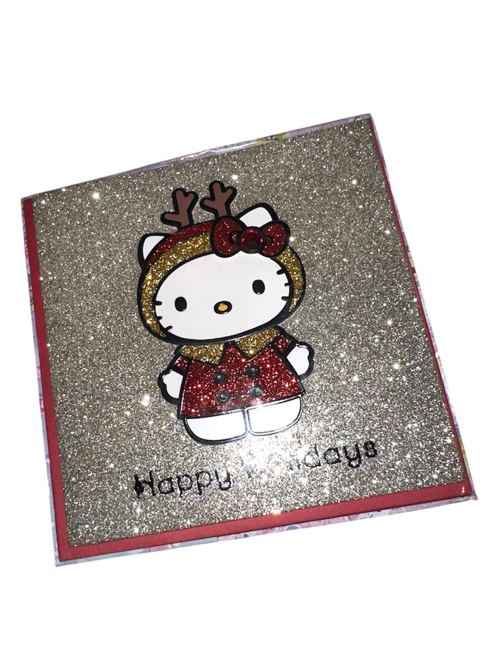 Hello Kitty Festive Glitter Wall Art - Gold, Red & White